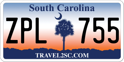 SC license plate ZPL755
