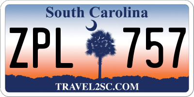SC license plate ZPL757