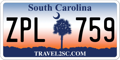 SC license plate ZPL759