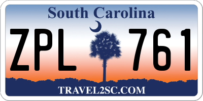 SC license plate ZPL761
