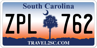 SC license plate ZPL762