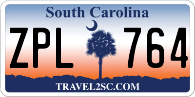 SC license plate ZPL764