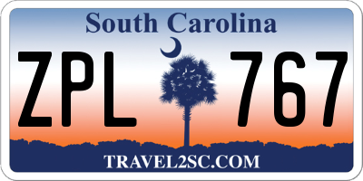SC license plate ZPL767