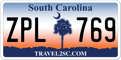 SC license plate ZPL769
