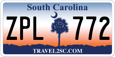 SC license plate ZPL772