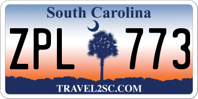 SC license plate ZPL773