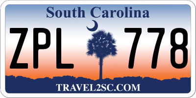 SC license plate ZPL778