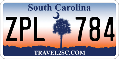 SC license plate ZPL784