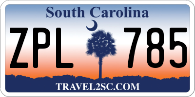 SC license plate ZPL785