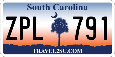 SC license plate ZPL791