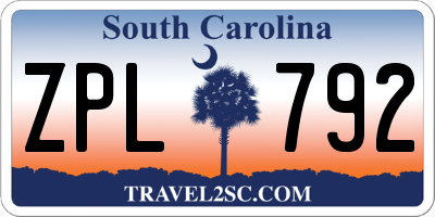 SC license plate ZPL792