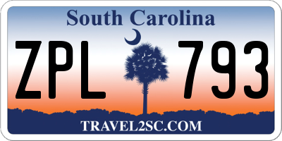 SC license plate ZPL793