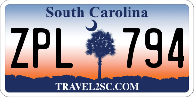 SC license plate ZPL794