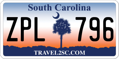 SC license plate ZPL796