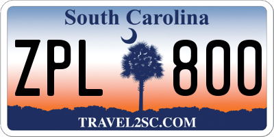 SC license plate ZPL800