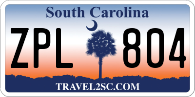 SC license plate ZPL804