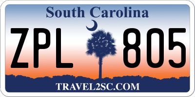 SC license plate ZPL805