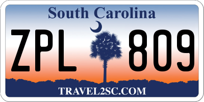 SC license plate ZPL809