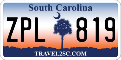 SC license plate ZPL819