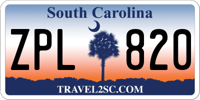 SC license plate ZPL820