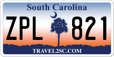 SC license plate ZPL821