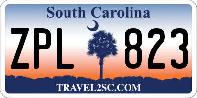 SC license plate ZPL823