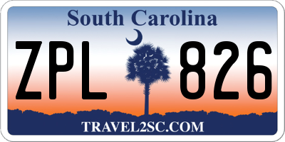 SC license plate ZPL826
