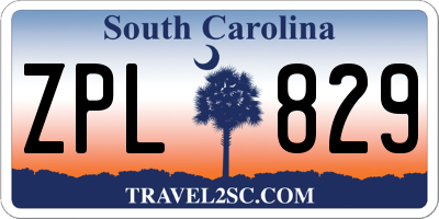 SC license plate ZPL829