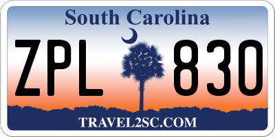 SC license plate ZPL830