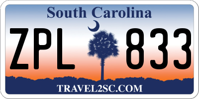SC license plate ZPL833