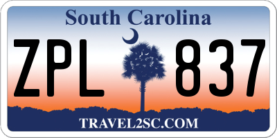 SC license plate ZPL837
