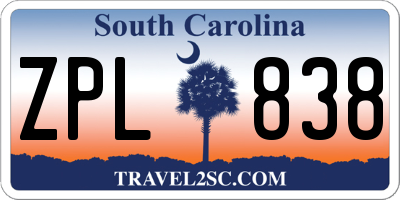 SC license plate ZPL838