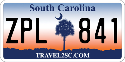 SC license plate ZPL841