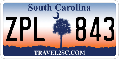SC license plate ZPL843