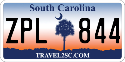 SC license plate ZPL844