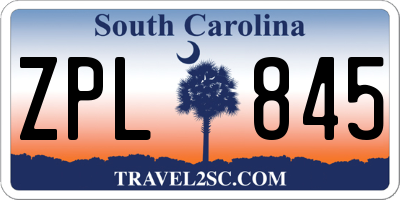 SC license plate ZPL845