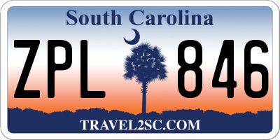 SC license plate ZPL846