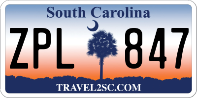 SC license plate ZPL847