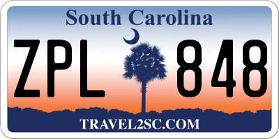 SC license plate ZPL848