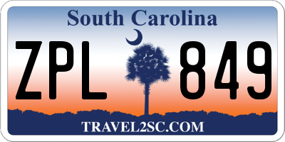 SC license plate ZPL849