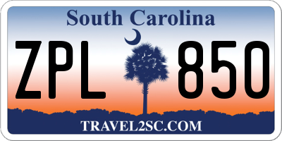 SC license plate ZPL850
