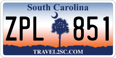 SC license plate ZPL851