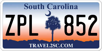 SC license plate ZPL852