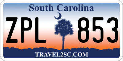 SC license plate ZPL853