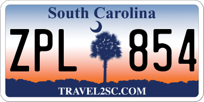 SC license plate ZPL854