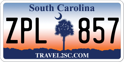 SC license plate ZPL857