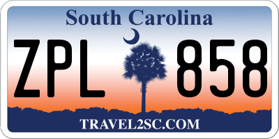SC license plate ZPL858