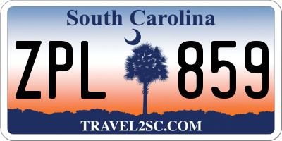 SC license plate ZPL859