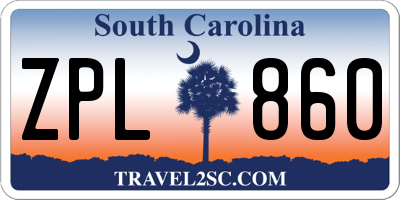 SC license plate ZPL860