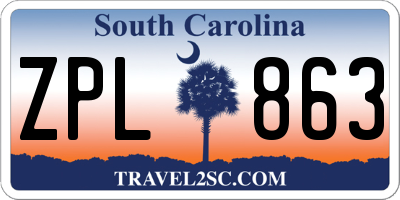 SC license plate ZPL863